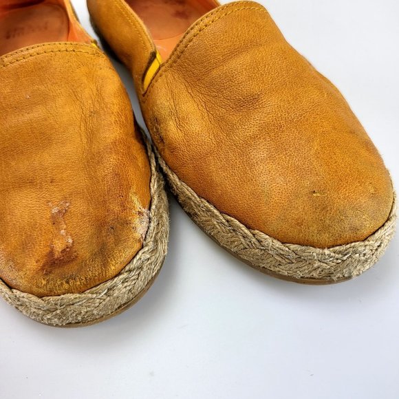 STUART WEITZMAN Orange Espadrille Slip-on Flats 8 Beige Suede Leather Sneakers - Picture 8 of 14